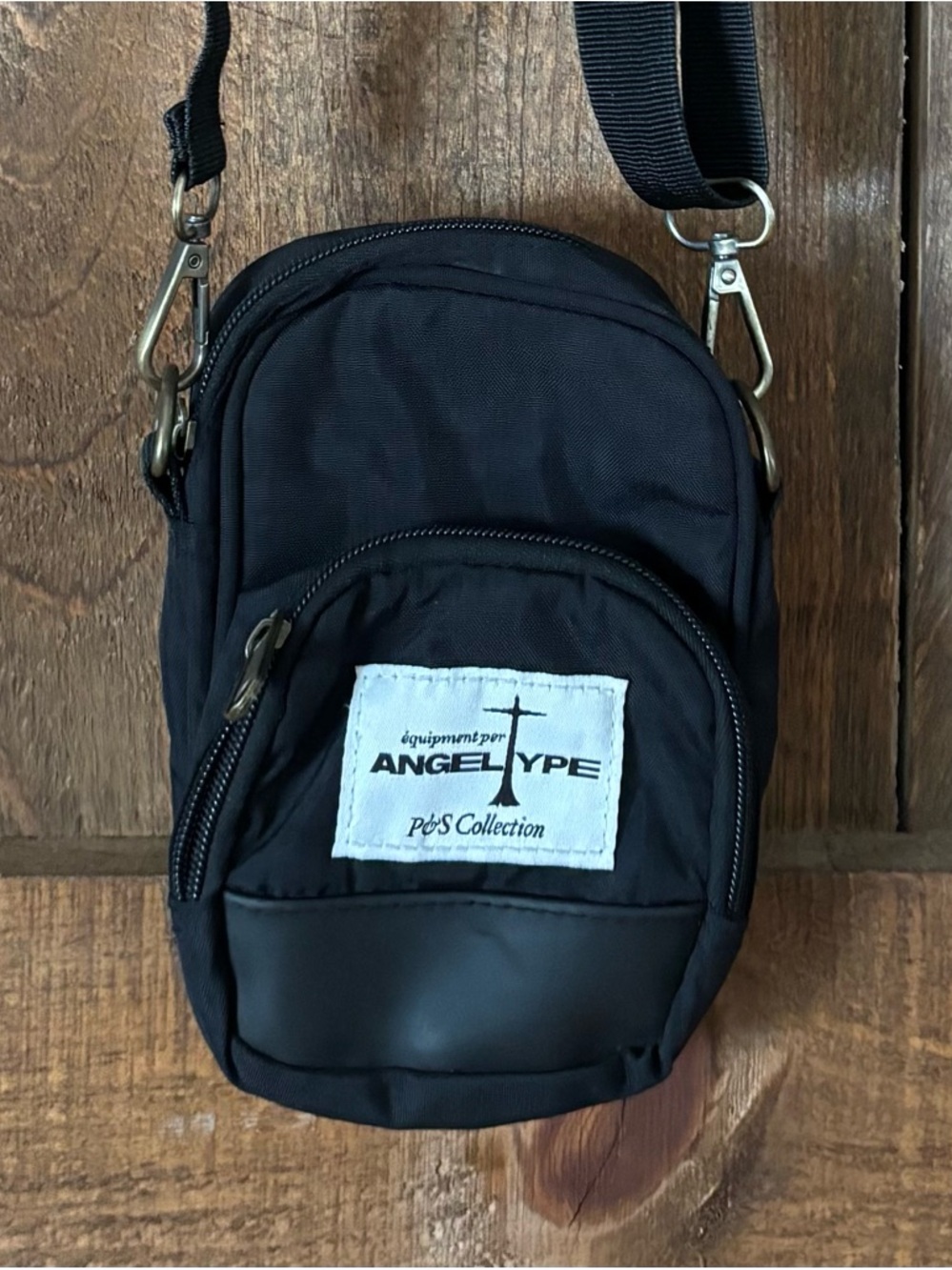 Angel Black Mini Crossbody Pouch with Patch